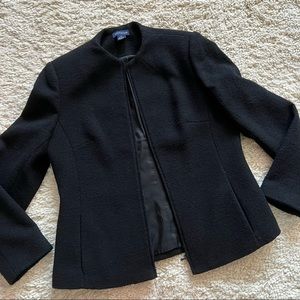 Black Ann Taylor Wool Zip Up jacket sweater blazer 12